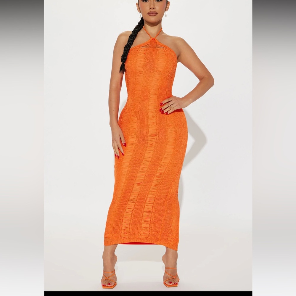 Orange Crochet Maxi Dress